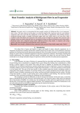 Heat Transfer Analysis of Refrigerant Flow in an Evaporator Tube | PDF