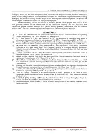 A Study on Risk Assessment in Construction Projects | PDF