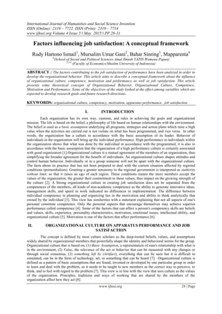 Factors influencing job satisfaction: A conceptual framework | PDF