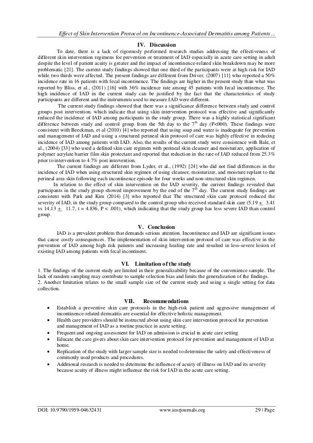 Effect of Skin Intervention Protocol on IncontinenceAssociated Derma…