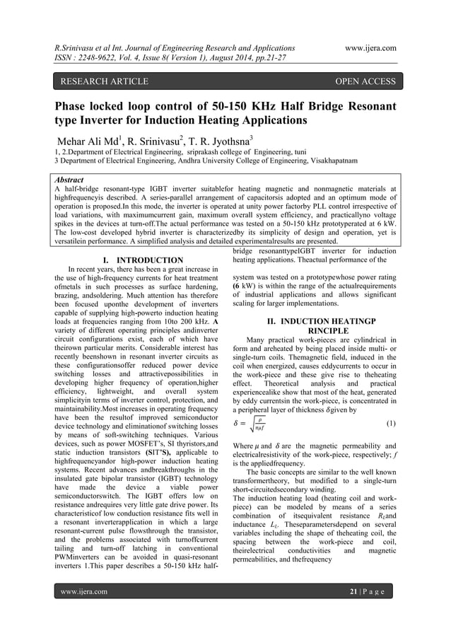 Phase locked loop control of 50150 KHz Half Bridge Resonant type
