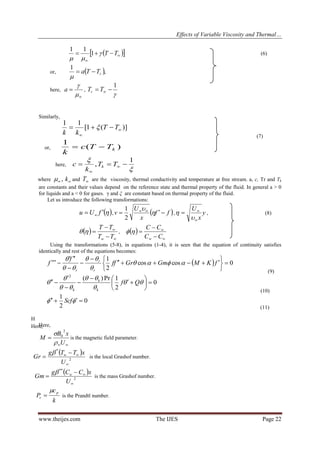 Effects of Variable Viscosity and Thermal Conductivity on MHD free ...