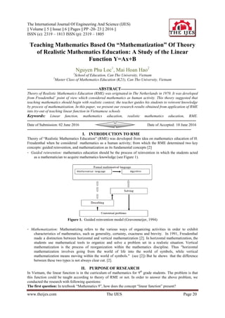 Teaching Mathematics Based On Mathematization Of Theory Of Realistic Mathematics Education A Teaching Mathematics Based On Mathematization Of Theory Of Realistic Mathematics Education A