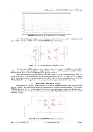 Implementation of High Reliable 6T SRAM Cell Design | PDF