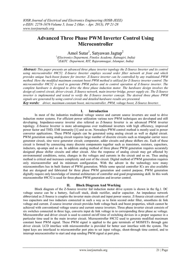 Advanced Three Phase PWM Inverter Control Using Microcontroller | PDF