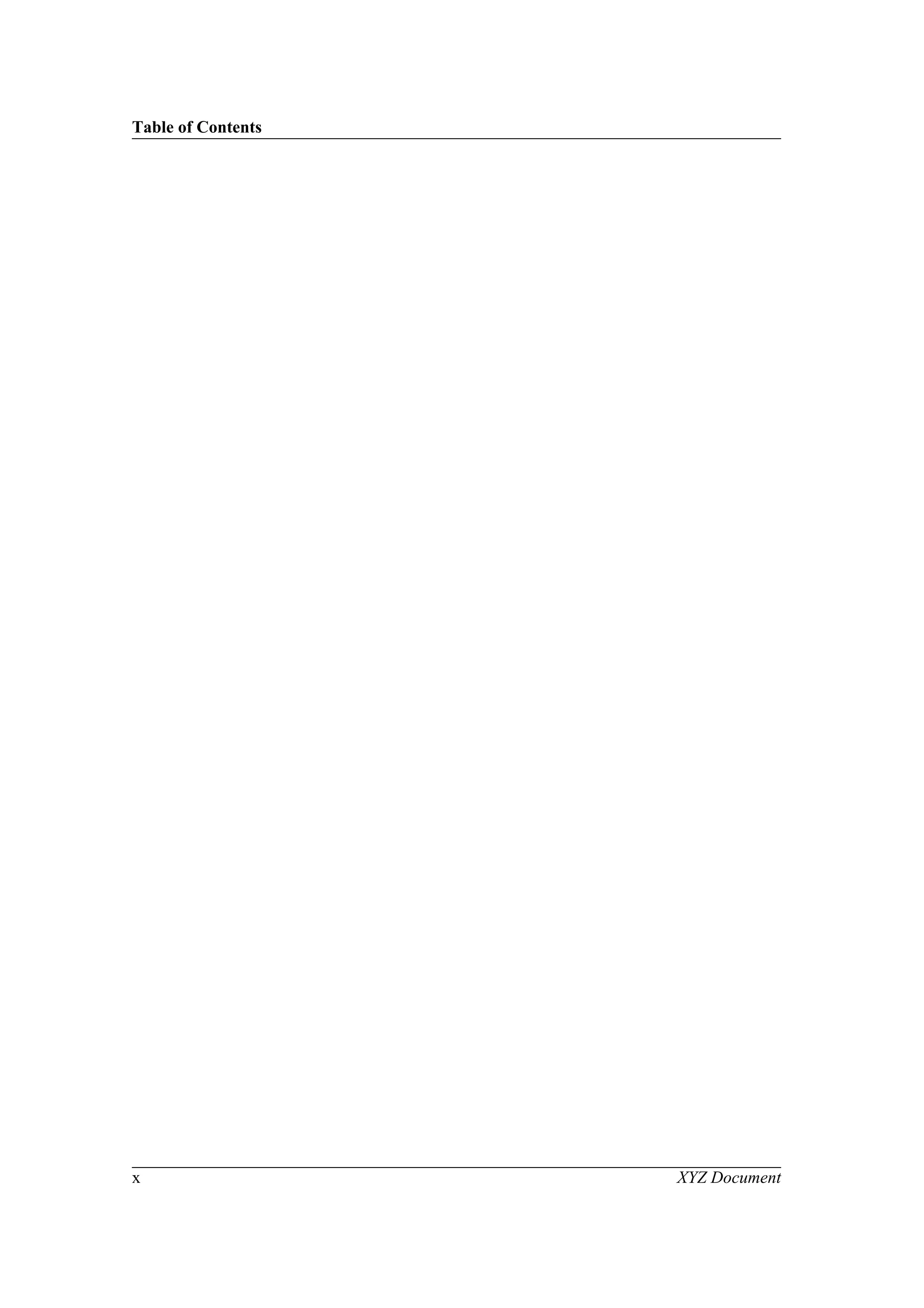 Table of Contents
x XYZ Document
 