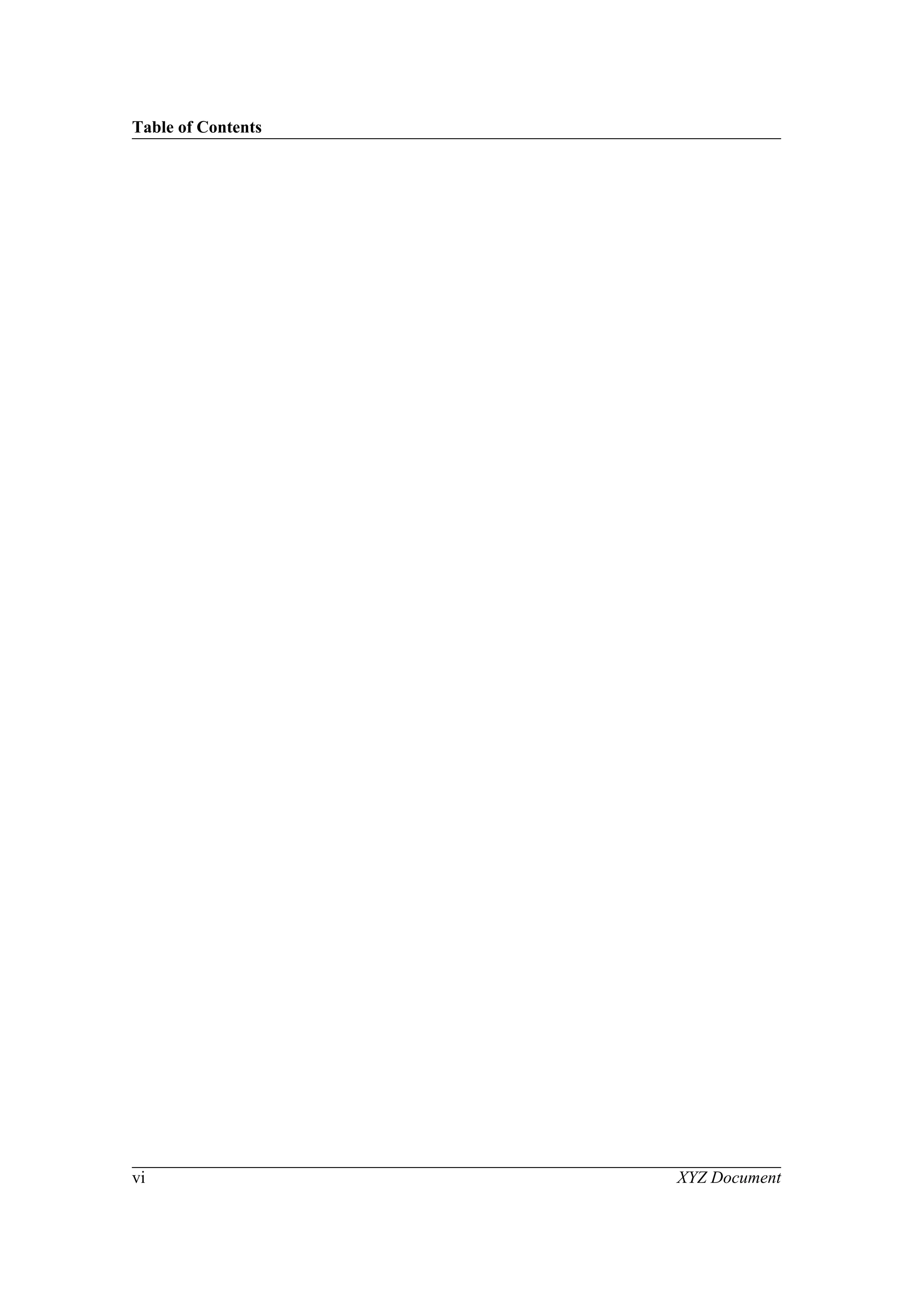 Table of Contents
vi XYZ Document
 