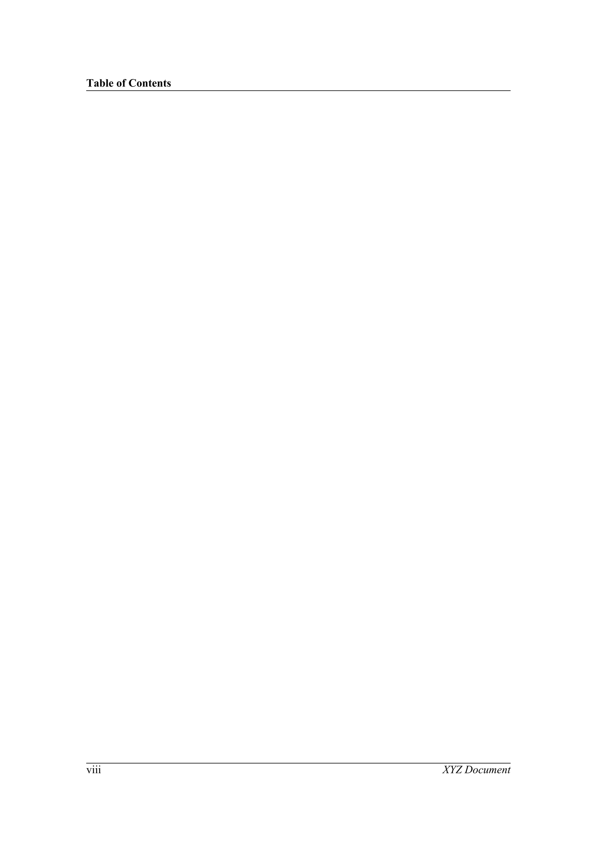 Table of Contents
viii XYZ Document
 