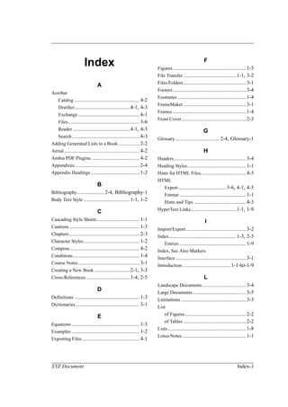 Framemaker Index FrameMaker StyleFile Template | PDF