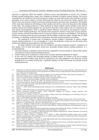 Assessment of Prospective Teachers Attitudes towards Teaching ...