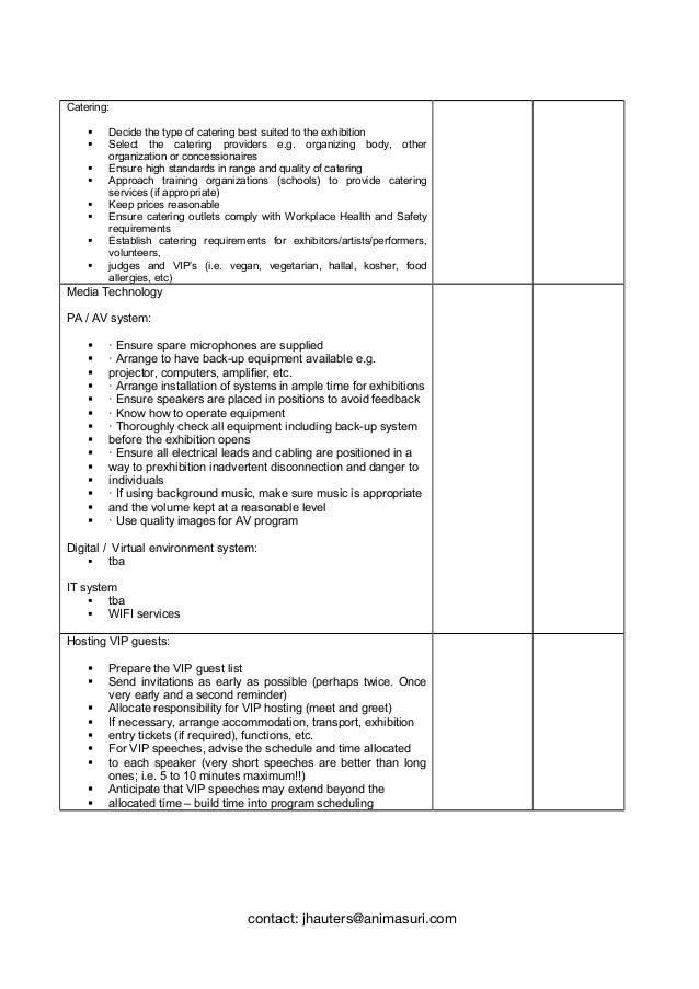 catering checklists