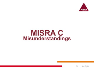 MISRA C
Misunderstandings
April 27, 201612
 