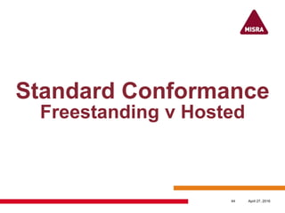Standard Conformance
Freestanding v Hosted
April 27, 201644
 