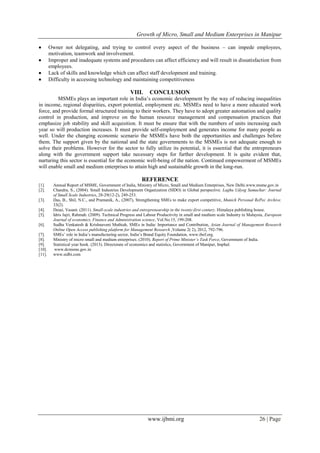 Growth of Micro, Small and Medium Enterprises in Manipur | PDF