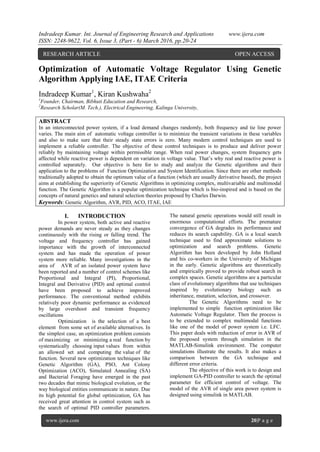 Optimization of Automatic Voltage Regulator Using Genetic Algorithm ...