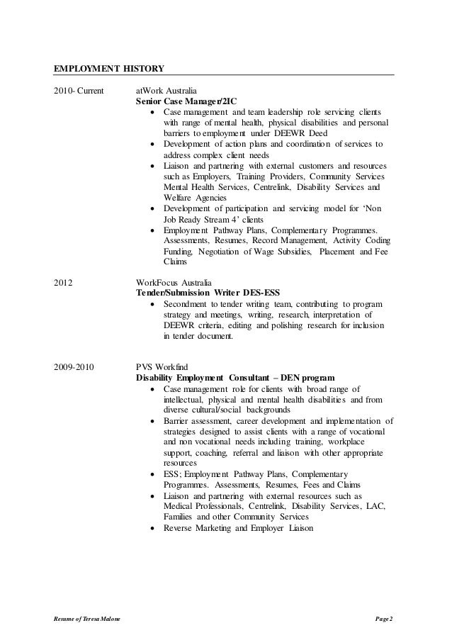 services stream 4 job australia MALONE  Linked  2015 Teresa Resume In