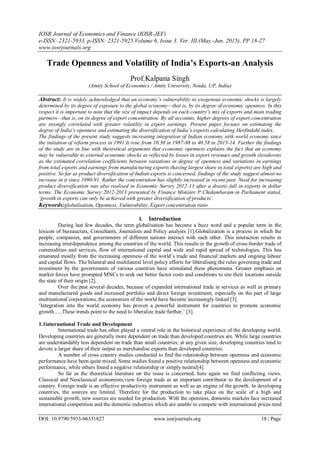 Trade Openness and Volatility of India’s Exports-an Analysis | PDF