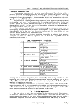 Gallery Detail: Energy Auditing Of A Typical Residential Building In Ibadan Metropolis