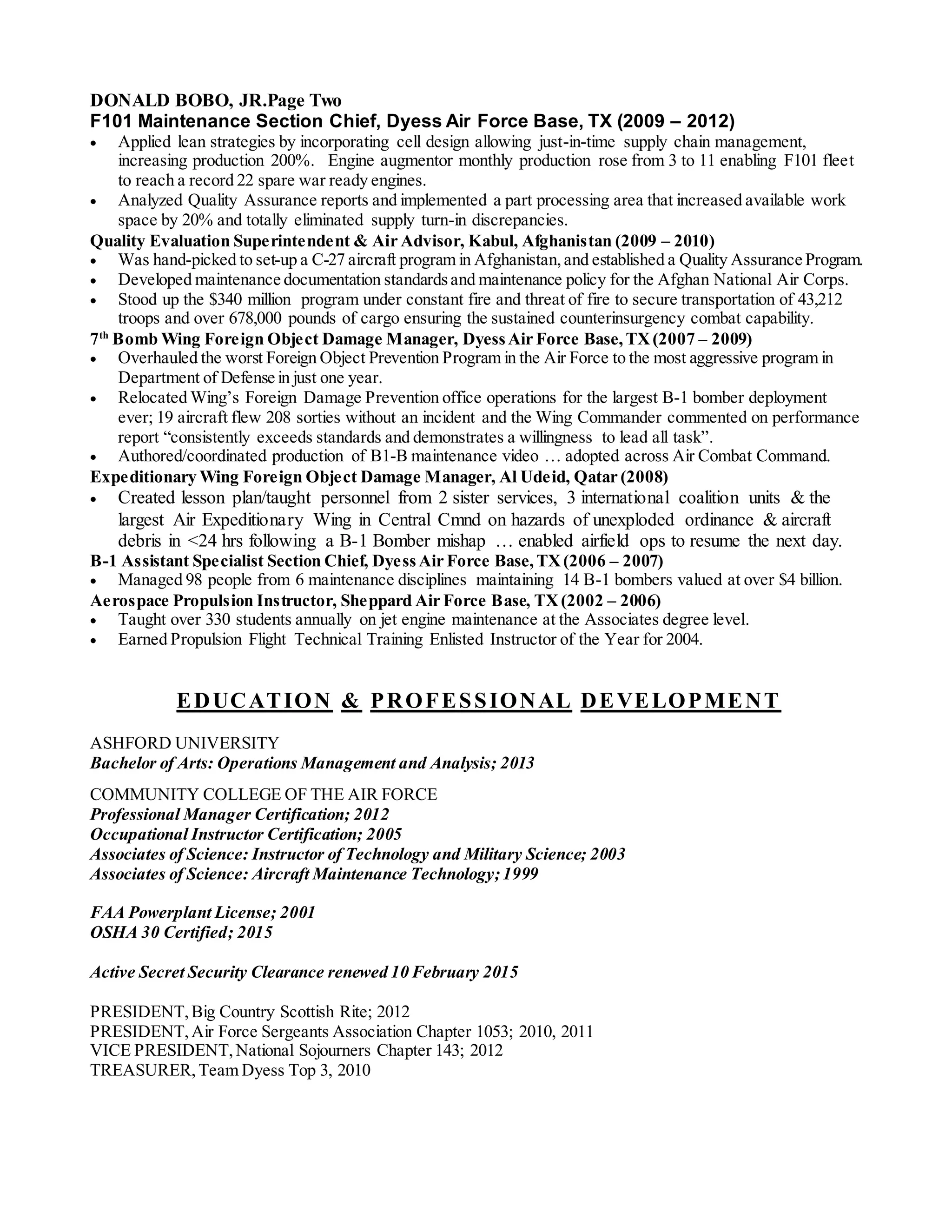 Donald Ray Bobo Jr. Resume PDF