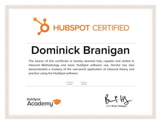 HubSpot Certification Cert