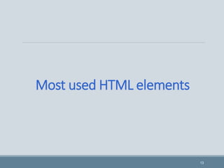 Most used HTML elements
13
 