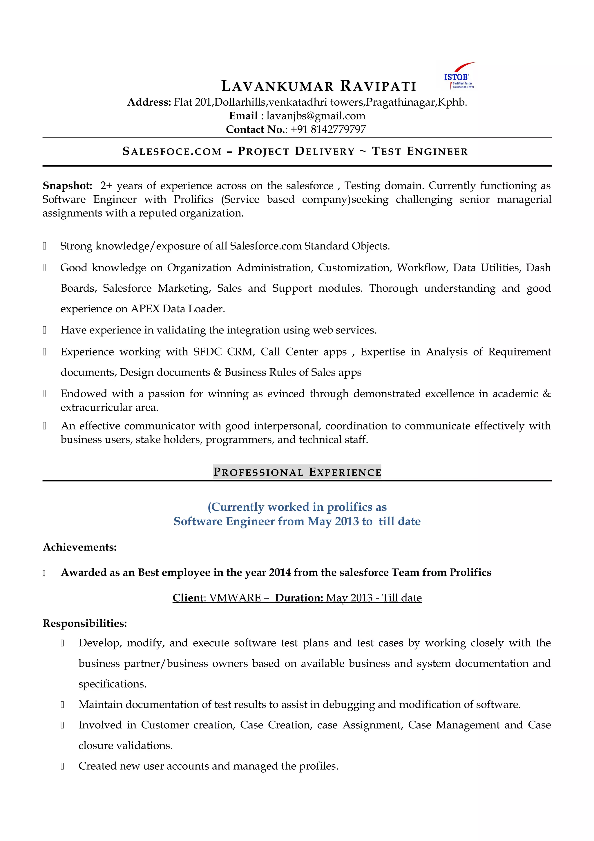 Resume - lavan ravipati | DOC