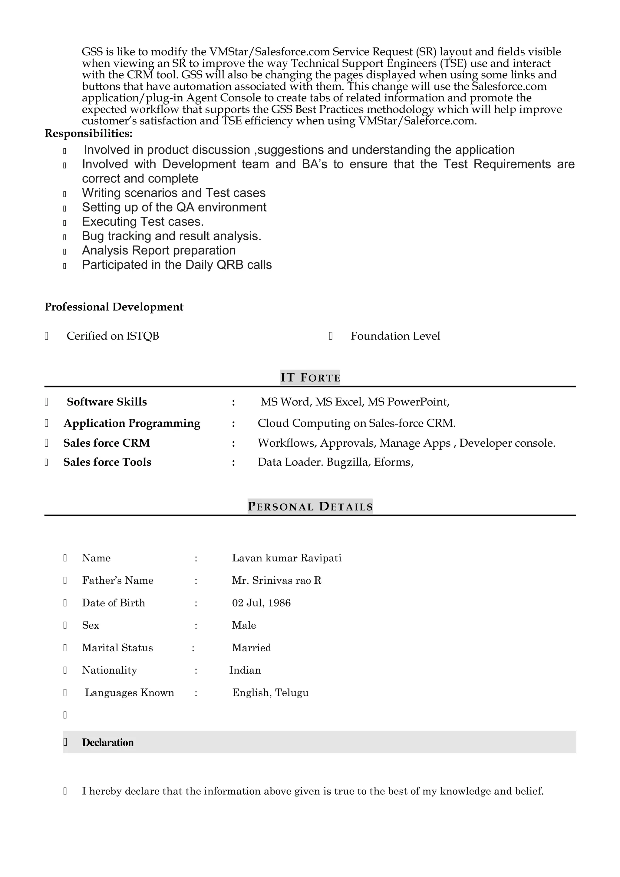 Resume - lavan ravipati | DOC