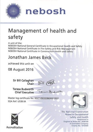 management of health and safety 8 augsut 2016