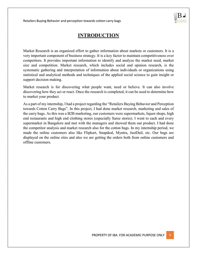 Project Report on Cotton Carry Bags PDF