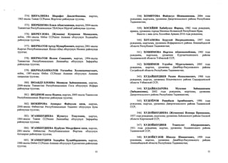 574) ШЕРАЛИЕВА Ш арафат Давлатбековна, кыргыз,
1963- жылы Тажик ССРинин Жергетал районунда туулган;
575) ШЕРБЕКОВА Елиза Абдиганиевна, кыргыз, 2004-жылы
Тажикстан Республикасынын ТБАОнун Мургаб районунда туулган;
576) ШЕРКУЛОВА (Жумаева) Кумрихан Мамидовна,
озбек, 1961-жылы 0збек ССРинин Анжиан облусунун Ходжаабад
районунда туулган;
577) ШЕРМАТОВ Артур Мунарбекович, кыргыз, 2001-жылы
Кыргыз Республикасынын Жалал-Абад облусунун Ноокен районунда
туулган;
578) ШЕРМАТОВ Ислом Саидович, кыргыз, 1994-жылы
Тажикстан Республикасынын Ленинабад облусунун Зафарабад
районунда туулган;
579) ШЕРМАХАММАТОВ Уктамбек Холмахамматович,
езбек, 1987-жылы Озбек ССРинин Анжиан облусунун Анжиан
шаарында туулган;
580) ШОАБДУЛЛОЕВА Мавжуда Зайнидиновна, кыргыз,
2006-жылы Тажикстан Республикасынын Согд облусунун Исфара
районунда туулган;
581) ШОДМОН кызы Нуриза, кыргыз, 2005-жылы Тажикстан
Республикасынын Жергетал районунда туулган;
582) ШОКИРОВА Акмарал Файзулла кизи, кыргыз,
2006-жьшы Озбекстан Республикасынын Ташкент облусунун Бука
районунда туулган;
583) ЭГАМБЕРДИЕВА Жумагул Токуловна, кыргыз,
1964- жылы Тажик ССРинин Ленинабад облусунун Зафарабад
районунда туулган;
584) ЭГАМБЕРДИЕВА Нурбуви Маъруфжон кизи, кыргыз,
2001-жылы Озбекстан Республикасынын Фергана облусунун
Алтыарык районунда туулган;
585) ЭГАМБЕРДИЕВ Элдорбек Худайбердиевич, кыргыз,
1988-жьшы Озбек ССРинин Анжиан облусунун Кургантепе районунда
туулган;
53
538) ХОМИТОВА Файзигул Шомидиновна, 2004 года
рождения, кыргызка, уроженка Джергитальского района Республики
Таджикистан;
539) ХОСЕЙНИ Хабибулло Фархад, 1982 года рождения,
иранец, уроженец города Мешхед Исламской Республики Иран.
Вместе с ним дочь Хоссейни Ариана 2016 года рождения;
540) ХОТАМОВА Бурулой Насриддиновна, 1997 года
рождения, кыргызка, уроженка Исфаринского района Ленинабадской
области Республики Таджикистан;
541) ХОШИМОВА Наргиза Абдиманнобовна, 1985 года
рождения, кыргызка, уроженка Кургантепинского района
Андижанской области Узбекской ССР;
542) ХОШИМОВ Улукбек Мураталиевич, 2005 года
рождения, кыргыз, уроженец Джаббор-Расуловского района
Согдийской области Республики Таджикистан;
543) ХУДАЙБЕРДИЕВ Рахим Яхшиликович, 1988 года
рождения, кыргыз, уроженец Ильичевского района Сырдарьинской
области Узбекской ССР;
544) ХУДАЙНАЗАРОВА Мухсина Зиёвидиновна
(Зиёвдиновна), 2002 года рождения, кыргызка, уроженка
Джергитальского района Республики Таджикистан;
545) ХУДОЁРОВ Ражабали Арзибекович, 1990 года
рождения, кыргыз, уроженец Джергитальского района Таджикской
ССР;
546) ХУДОЙБЕРДИЕВА (Жуманова) Илмира Прмановиа,
1957 года рождения, кыргызка, уроженка Лейлекского района Ошской
области Киргизской ССР;
547) ХУДОЙБЕРДИЕВ Тошпулат Абдурахимович,
1951 года рождения, кыргыз, уроженец Ходжентского района
Таджикской ССР;
548) ХУДОЙКУЛОВ Шахзод Шавкатович, 1999 года
рождения, кыргыз, уроженец Джаббор-Расуловского района
Ленинабадской области Республики Таджикистан;
53
 