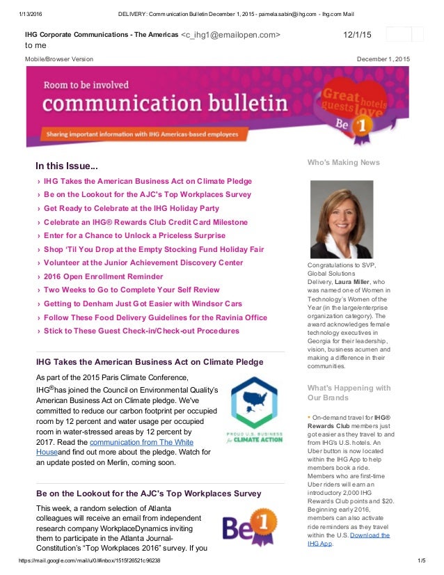 Delivery Communication Bulletin December 1 2015