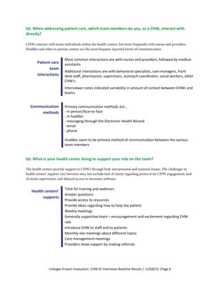 Linkages_Initial Report_CHW Interviews_120415 | PDF
