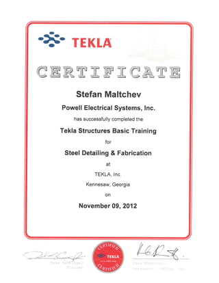 Tekla Structures Certificate-Basic Training