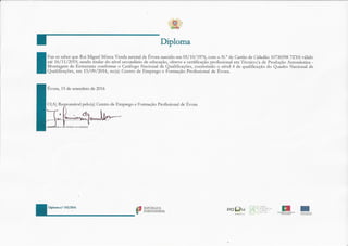 Diploma e Certificado de Qualificações - Rui Venda