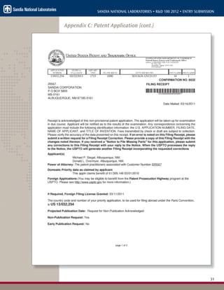 31
SANDIA NATIONAL LABORATORIES • R&D 100 2012 • ENTRY SUBMISSION
Appendix C: Patent Application (cont.)
 