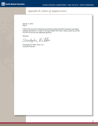 33
SANDIA NATIONAL LABORATORIES • R&D 100 2012 • ENTRY SUBMISSION
Appendix D: Letters of Support (cont.)
 