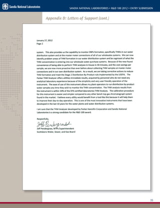 35
SANDIA NATIONAL LABORATORIES • R&D 100 2012 • ENTRY SUBMISSION
Appendix D: Letters of Support (cont.)
 