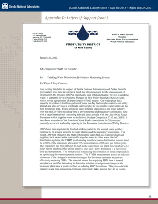 36
SANDIA NATIONAL LABORATORIES • R&D 100 2012 • ENTRY SUBMISSION
Appendix D: Letters of Support (cont.)
 