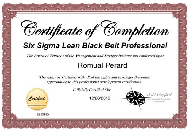 six sigma lean certification