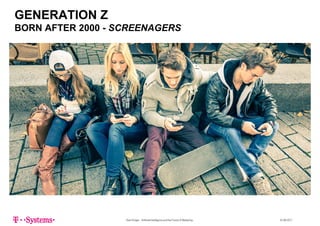 GENERATION Z
BORN AFTER 2000 SCREENAGERSBORN AFTER 2000 - SCREENAGERS
Sven Krüger - Artificial Intelligence and the Future of Marketing - 22.06.2017
 