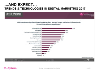 …AND EXPECT…
TRENDS & TECHNOLOGIES IN DIGITAL MARKETING 2017TRENDS & TECHNOLOGIES IN DIGITAL MARKETING 2017
Sven Krüger - Artificial Intelligence and the Future of Marketing - 22.06.2017
 