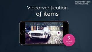 meeri@inzmo.com
angel.co/inzmo
Video-verification
of items
5
second
video
 