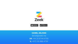DANIEL ZELKIND
daniel@zeek.me
UK +44.20.8144.4759
IL +972.50.888.4759
 