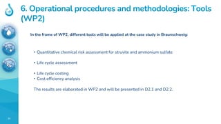 21
6. Operational procedures and methodologies: Tools
(WP2)
In the frame of WP2, different tools will be applied at the ca...
