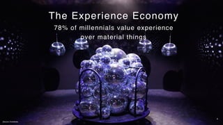 8
The Experience Economy
78% of millennials value experience
over material things
[Source: Eventbrite}
 