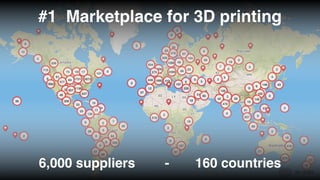 #1 Marketplace for 3D printing
6,000 suppliers - 160 countries
 