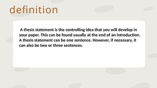 THESIS STATEMENT POWERPOINT PRESENTATION | PPTX