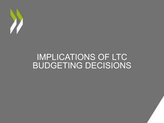 IMPLICATIONS OF LTC
BUDGETING DECISIONS
 