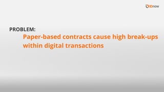 Paper-based contracts cause high break-ups
within digital transactions
PROBLEM:
 