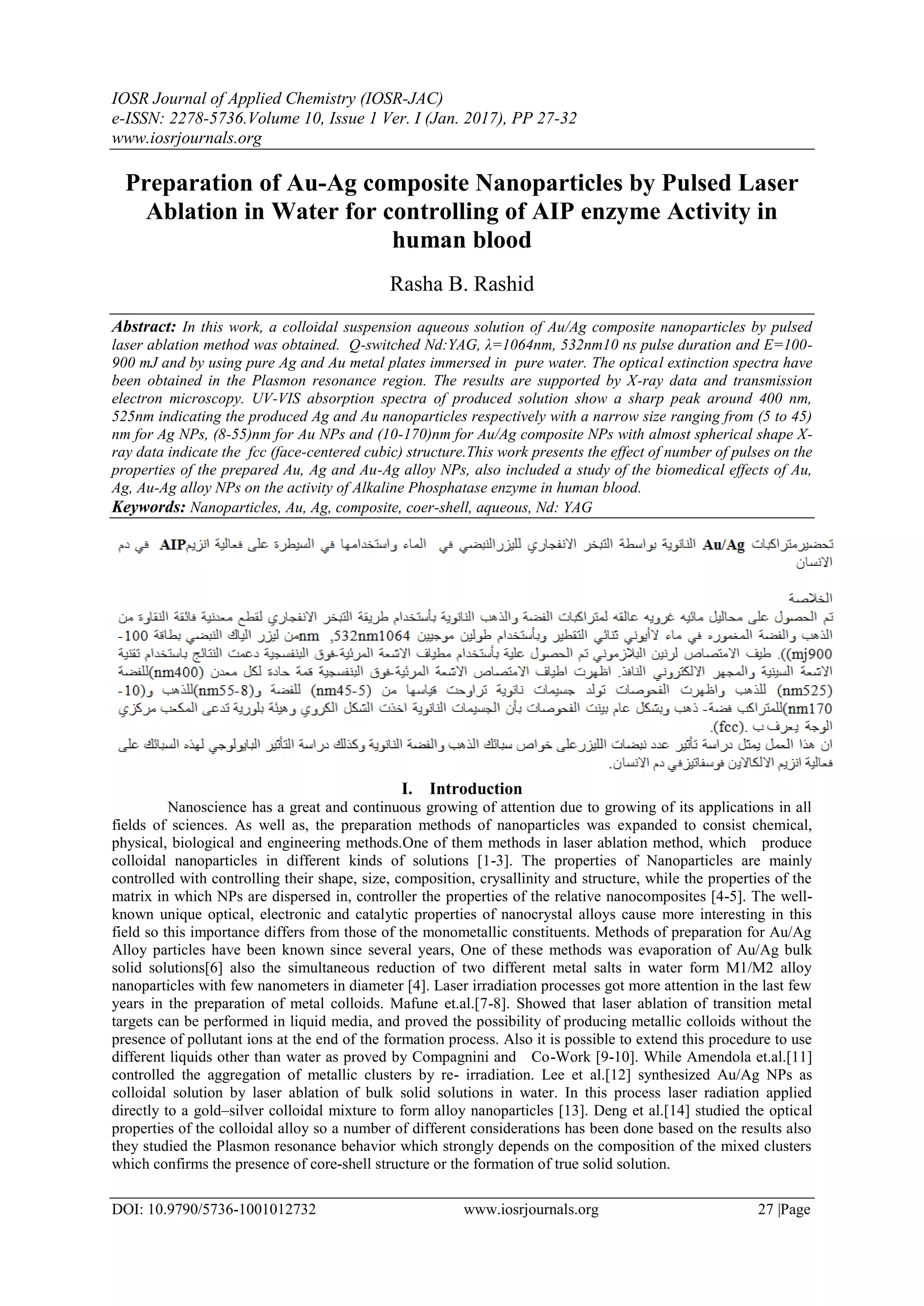 Preparation of Au-Ag composite Nanoparticles by Pulsed Laser Ablation ...